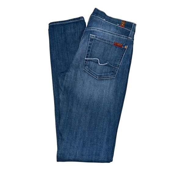 7 For All Mankind Denim - 7 For All Mankind 7FAM Roxanne Womens Skinny Jeans 27 33 Medium Wash Embroidered